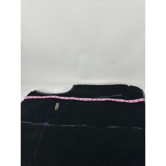 LL Bean Sherpa Vest Deep Pile Fleece Full Zip Mens Medium 502429 Black Outdoor - Picture 6 of 7